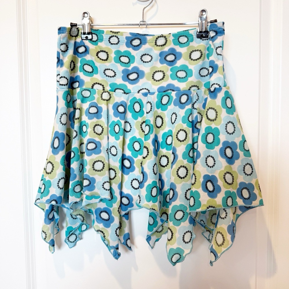VTG Trixxi Y2K Asymmetric Floral Mini Skirt Medium Fairy Boho Indie Hippie